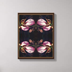Wild Pink Lady Slipper Orchid Pair Abstract Canvas Afdruk