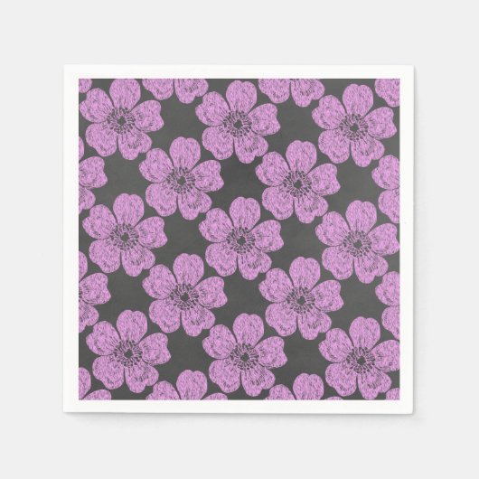 Wild Pink Roses Chalkboard Servetten (Voorkant)