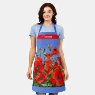 Wild Poppy Field gepersonaliseerd Schort