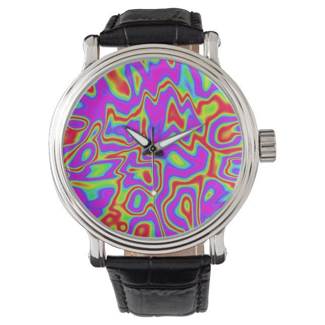 Wild Psychedelic Liquid Colors Horloge (Voorkant)