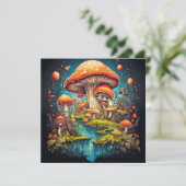 Wild Psychedelic Mushroom Forest Art Kaart (Staand voorkant)