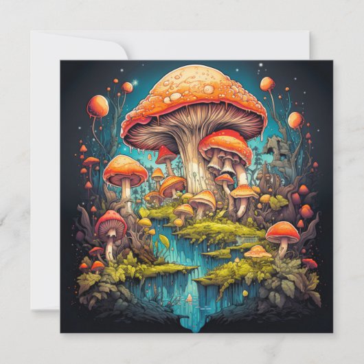 Wild Psychedelic Mushroom Forest Art Kaart (Voorkant)