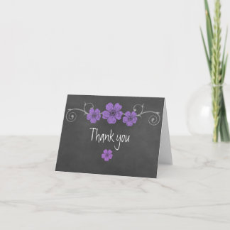 Wild Purple Rose Chalkboard Merci Carte de note
