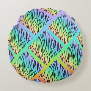 Wild Rainbow Animal Print Design Rond Kussen