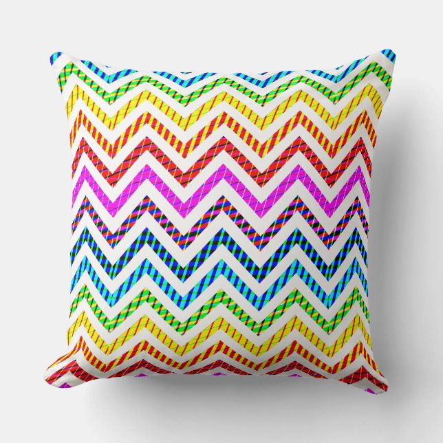 Wild Rainbow Chevron Pattern Kussen (Voorkant)
