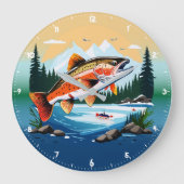 Wild Rainbow Trout Rocky Mountain Stream Clock Grote Klok (Voorkant)