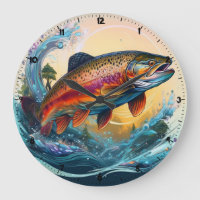 Wild Rainbow Trout Rocky Mountain Stream Clock