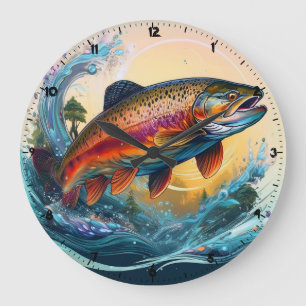 Wild Rainbow Trout Rocky Mountain Stream Clock Grote Klok