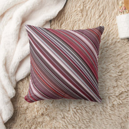Wild Raspberry Red, Roze en Bourgogne Stripe Kussen