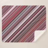 Wild Raspberry Red, Roze en Bourgogne Stripe Sherpa Deken (Voorkant (horizontaal))