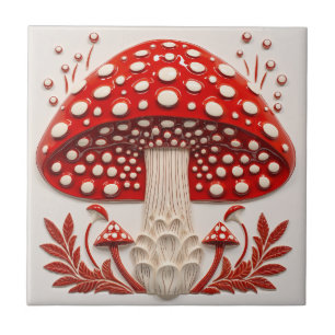 Wild Red Amanita Muscaria 3D Effect Mushroom Tegeltje