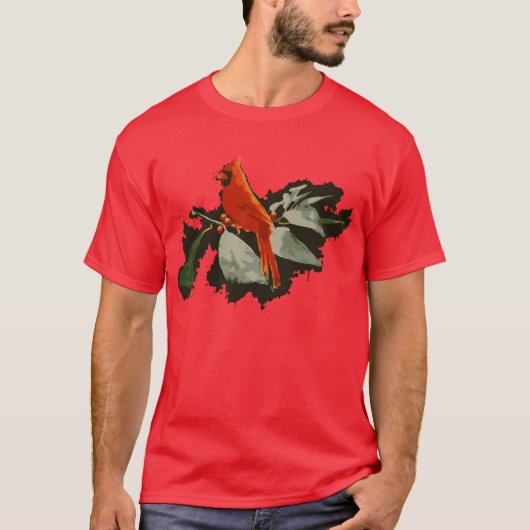 Wild Red Cardinal Bird grappig T-shirt (Voorkant)
