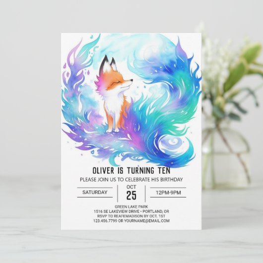 Wild Red Fox Wonderland Verjaardag Kaart (Staand voorkant)