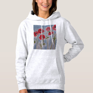 Wild Red Poppies Hoodie