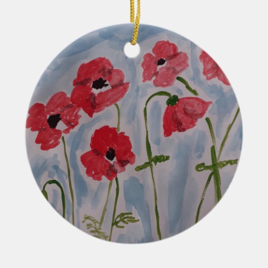 Wild Red Poppies keramische sierbloemen Keramisch Ornament (Voorkant)