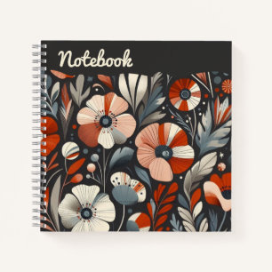 Wild Red Poppies op Ash – Moody Botanische Borstel Notitieboek