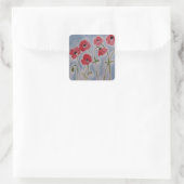 Wild Red Poppies Vierkante Sticker (Tas)