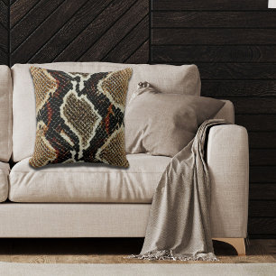 Wild reptielenpatroon kleurrijke python slangenpri kussen