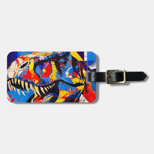 Wild Retro T-rex Dinosaurus Fusion Bagagelabel (Voorkant horizontaal)