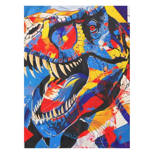 Wild Retro T-rex Dinosaurus Fusion Tafelkleed (Voorkant)