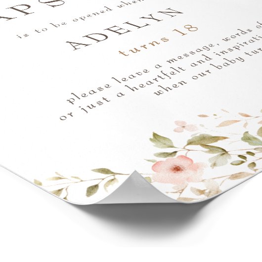 Wild Roos Baby Eerste Verjaardag Tijd Capsule Teke Poster (Hoek)