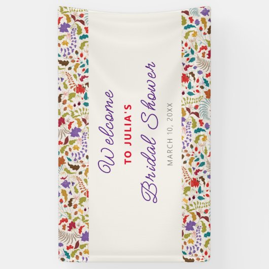 Wild Roos Bossen Exotische bloementuin Bruiloft Spandoek (Verticaal)