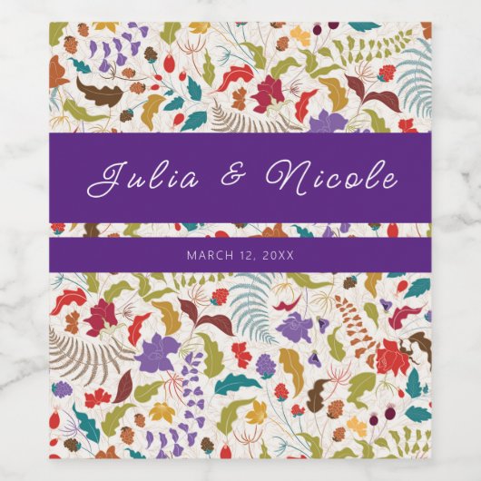 Wild Roos Bossen Exotische bloementuin Bruiloft Wijn Etiket (Enkel label)