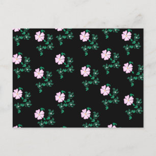 Wild Roos - Floral Pattern on Black Background Briefkaart
