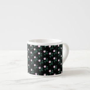 Wild Roos - Floral Pattern on Black Background Espresso Kop