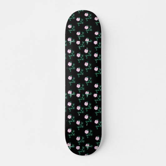 Wild Roos - Floral Pattern on Black Background Skateboard (Voorkant)