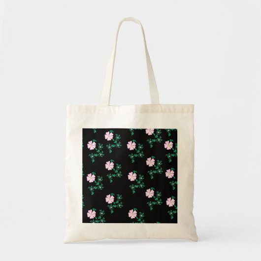 Wild Roos - Floral Pattern on Black Background Tote Bag (Voorkant)