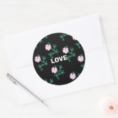 Wild Roos Floral Pattern Ronde Sticker (Envelop)