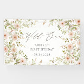 Wild Roos Kinder Eerste Verjaardag Spandoek (Horizontaal)