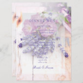 Wild Roos & Lavendel Zomer Bruiloft Menu (Voorkant / Achterkant)