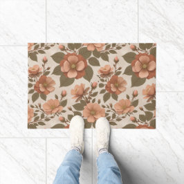 Wild Rose Blooms In Earthy Shades Of Terracotta  Deurmat