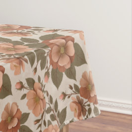 Wild Rose Blooms In Earthy Shades Of Terracotta  Tafelkleed