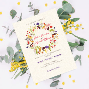 Wild Rose Woods Exotische Bloementuin Trouwfeest Kaart
