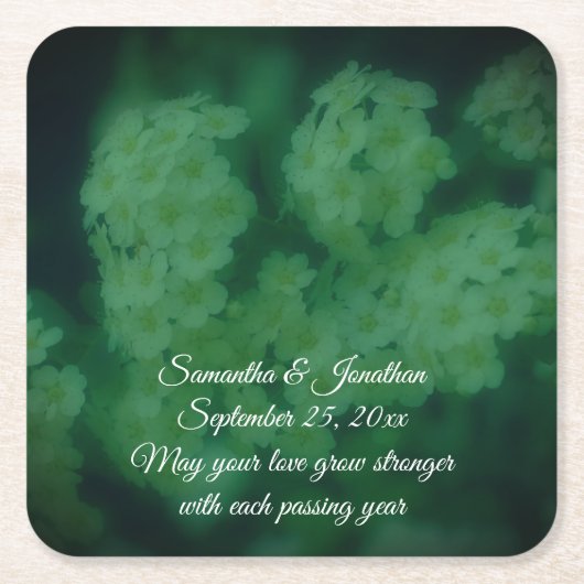 Wild Roses Flower Personalized Wedding  Vierkante Kartonnen Onderzetter (Voorkant)