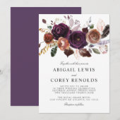 Wild Royal Bloom boeket | Plum bruiloft uitnodigen Kaart (Voorkant / Achterkant)