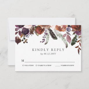 Wild Royal Bloom Bruiloft RSVP Kaartje
