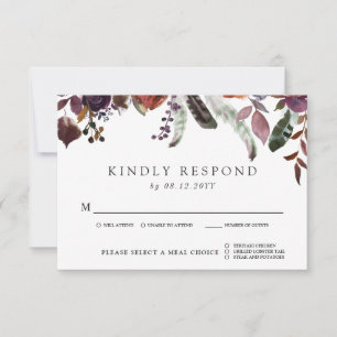 Wild Royal Bloom Wedding RSVP   Keuze uit maaltijd Kaartje