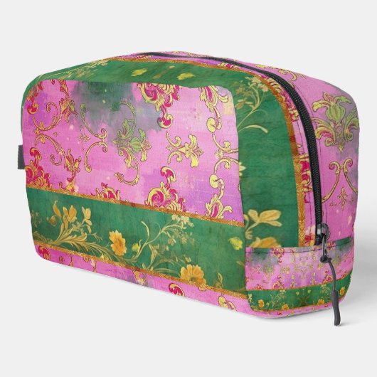 Wild Roze Groene Grunge Damask - Toilettas Toilettasje (Rechterhoek)