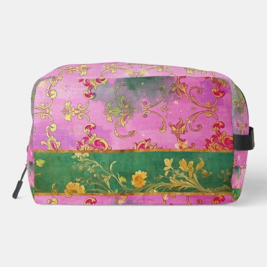 Wild Roze Groene Grunge Damask - Toilettas Toilettasje (Achterkant)