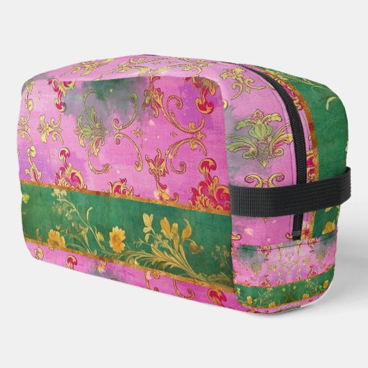 Wild Roze Groene Grunge Damask - Toilettas Toilettasje (Linkerhoek)