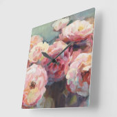 Wild Roze Roses Vierkante Klok (Hoek)