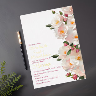 Wild rozen Elegant Dog roos bruiloft uitnodiging