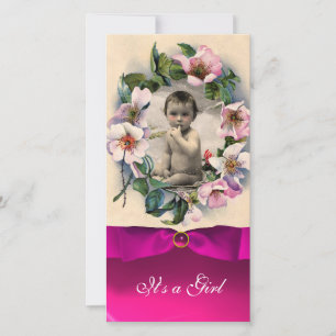 WILD-ROZEN EN PINK RIBBON-BABY SHOWER AANKONDIGING