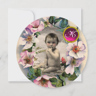 WILD-ROZEN, STORK-BABY SHOWER FOTO-TEMPLATE KAART