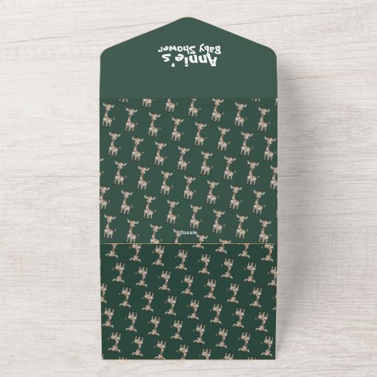 Wild Safari Adventure: uniek Baby shower All In One Uitnodiging (Buitenkant)