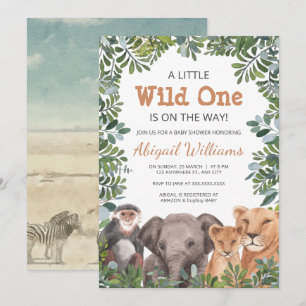 Wild Safari Animal - apen , olifant Baby shower Kaart